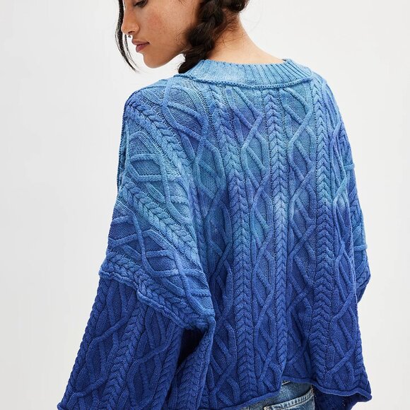 Free People Washed Ashore Sweater | Bellweather Blue | Size S | Defeat Special - Picture 2 of 8